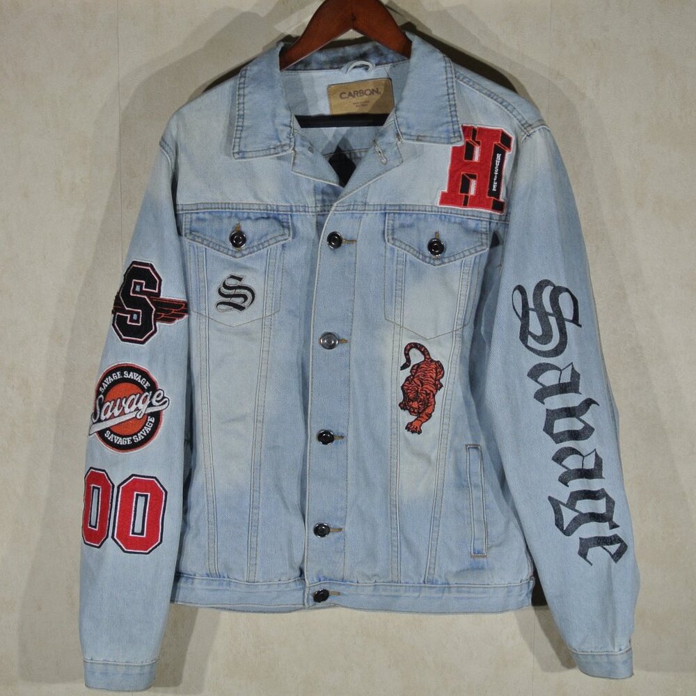 Unisex Carbon by Rue21 Savage Graffiti Jean Jacket  - Size L